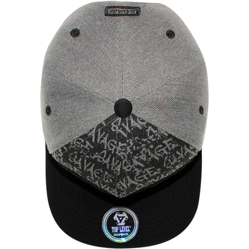 TOP LEVEL : SAVAGE | Front-raised Verbiage Embroidery with Cotton Patch Design Snapback Cap
