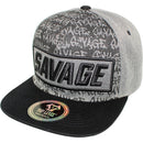 TOP LEVEL : SAVAGE | Front-raised Verbiage Embroidery with Cotton Patch Design Snapback Cap