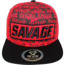 TOP LEVEL : SAVAGE | Front-raised Verbiage Embroidery with Cotton Patch Design Snapback Cap