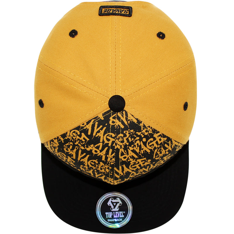 TOP LEVEL : SAVAGE | Front-raised Verbiage Embroidery with Cotton Patch Design Snapback Cap