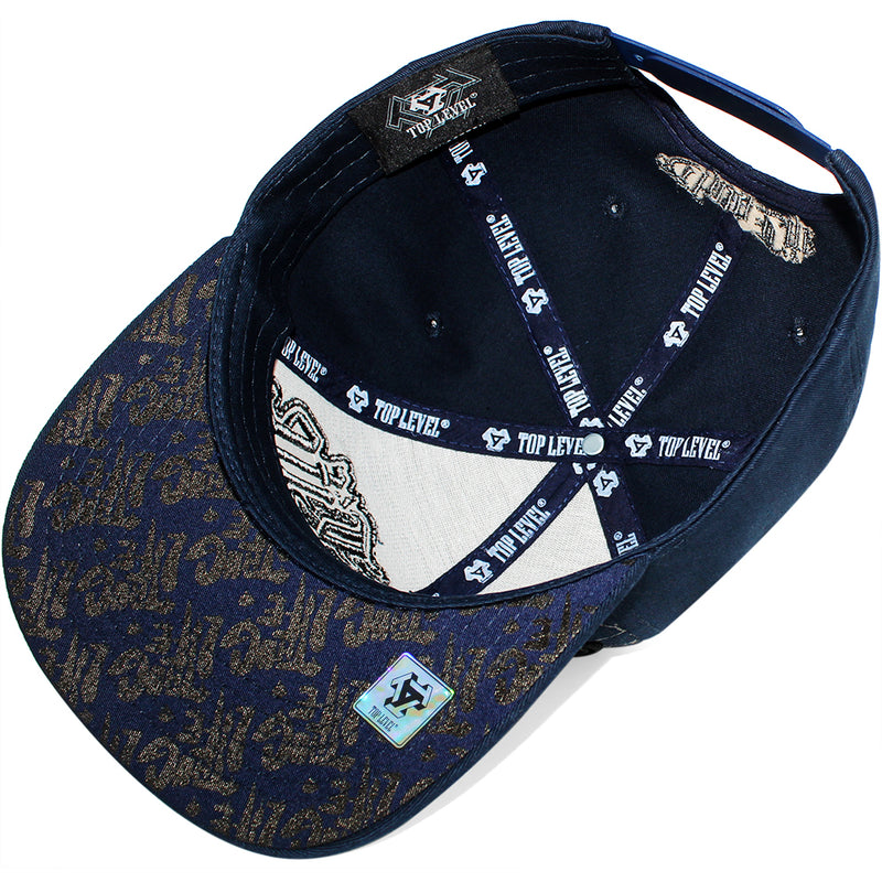 TOP LEVEL : THUG LIFE | Verbiage Design with Marble Print Design Snapback Cap