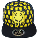 TOP LEVEL : SMILE | Drippin' Smiley Face with All-over Print Design Snapback Cap