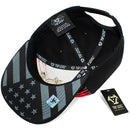 TOP LEVEL : USA | Embroidered Gold American Bald Eagle Emblem & Red Stripes Design Snapback Cap