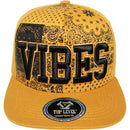 TOP LEVEL : VIBES | Front Raised Embroidery & All-over Bandana Print Design Snapback Cap