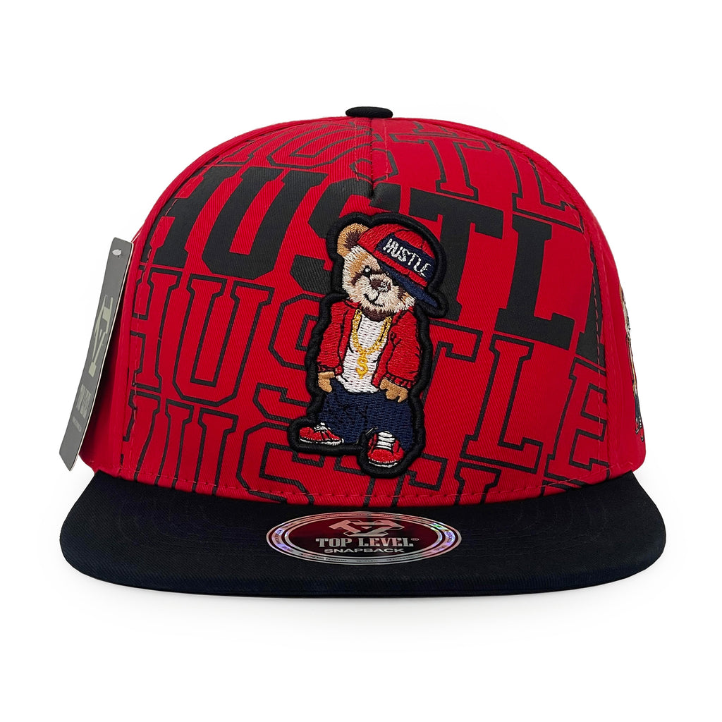 TOP LEVEL HUSTLE Cool Bear Design Snapback Cap