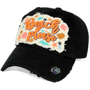 4350 DISTRICT : T13 | Beach Please Front-raised Verbiage Embroidery with Oxford Fabric Patch Design Vintage Baseball Cap
