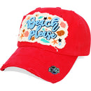 4350 DISTRICT : T13 | Beach Please Front-raised Verbiage Embroidery with Oxford Fabric Patch Design Vintage Baseball Cap