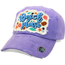 4350 DISTRICT : T13 | Beach Please Front-raised Verbiage Embroidery with Oxford Fabric Patch Design Vintage Baseball Cap
