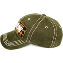 4350 DISTRICT : T13 | Bad Hair Day Leopard Fabric Patch Design Vintage Baseball Cap