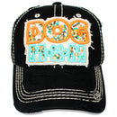 4350 DISTRICT : T13 | Dog Mom Front-raised Verbiage with Flower Embroidery Patch Design Vintage Baseball Cap