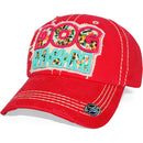 4350 DISTRICT : T13 | Dog Mom Front-raised Verbiage with Flower Embroidery Patch Design Vintage Baseball Cap