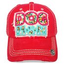 4350 DISTRICT : T13 | Dog Mom Front-raised Verbiage with Flower Embroidery Patch Design Vintage Baseball Cap