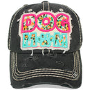 4350 DISTRICT : T13 | Dog Mom Front-raised Verbiage with Flower Embroidery Patch Design Vintage Baseball Cap