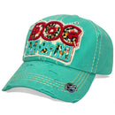 4350 DISTRICT : T13 | Dog Mom Front-raised Verbiage with Flower Embroidery Patch Design Vintage Baseball Cap