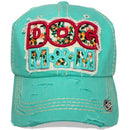 4350 DISTRICT : T13 | Dog Mom Front-raised Verbiage with Flower Embroidery Patch Design Vintage Baseball Cap