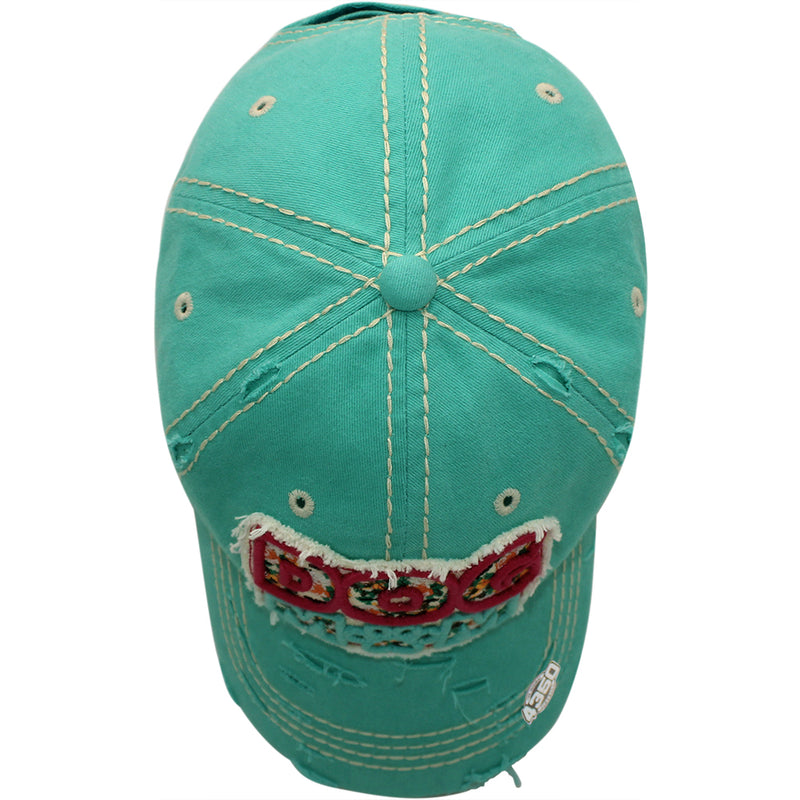 4350 DISTRICT : T13 | Dog Mom Front-raised Verbiage with Flower Embroidery Patch Design Vintage Baseball Cap