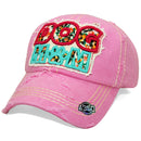4350 DISTRICT : T13 | Dog Mom Front-raised Verbiage with Flower Embroidery Patch Design Vintage Baseball Cap