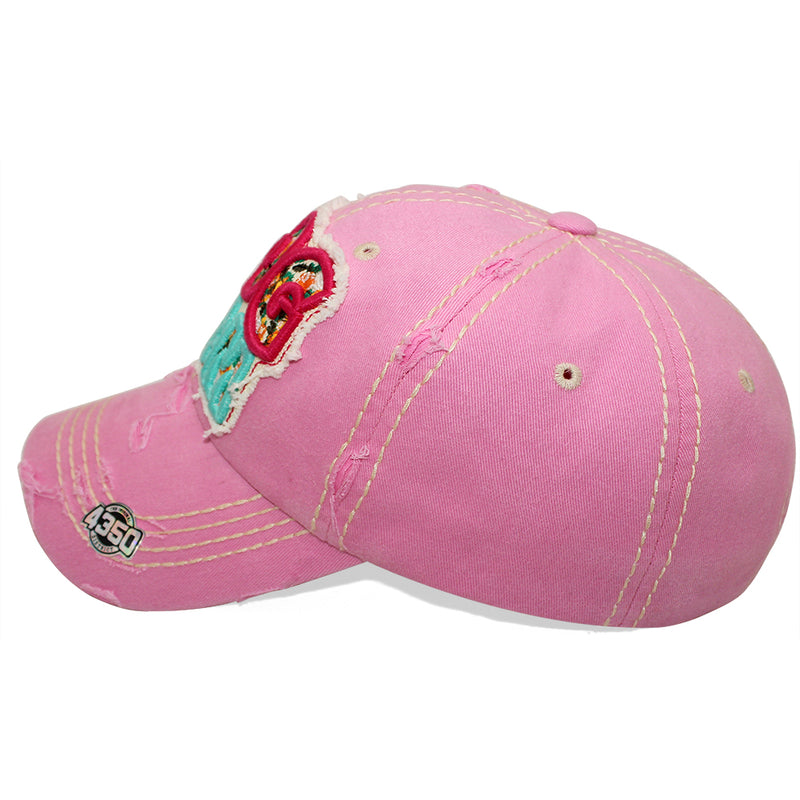 4350 DISTRICT : T13 | Dog Mom Front-raised Verbiage with Flower Embroidery Patch Design Vintage Baseball Cap