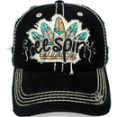 4350 DISTRICT : T13 | Free Spirit Front-raised Verbiage Design Vintage Baseball Cap