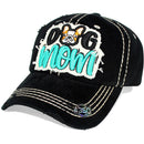 4350 DISTRICT : T13 | Dog Mom Front-raised Verbiage with Cute Dog Embroidery Design Vintage Baseball Cap