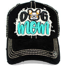 4350 DISTRICT : T13 | Dog Mom Front-raised Verbiage with Cute Dog Embroidery Design Vintage Baseball Cap