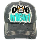 4350 DISTRICT : T13 | Dog Mom Front-raised Verbiage with Cute Dog Embroidery Design Vintage Baseball Cap