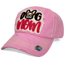 4350 DISTRICT : T13 | Dog Mom Front-raised Verbiage with Cute Dog Embroidery Design Vintage Baseball Cap