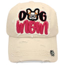 4350 DISTRICT : T13 | Dog Mom Front-raised Verbiage with Cute Dog Embroidery Design Vintage Baseball Cap