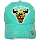 4350 DISTRICT : T13 | Free Spirit Front-raised Verbiage & Texas Cowboy with Bull Embroidery Design Vintage Baseball Cap
