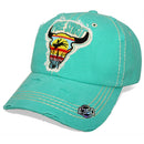 4350 DISTRICT : T13 | Free Spirit Front-raised Verbiage & Texas Cowboy with Bull Embroidery Design Vintage Baseball Cap