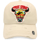 4350 DISTRICT : T13 | Free Spirit Front-raised Verbiage & Texas Cowboy with Bull Embroidery Design Vintage Baseball Cap