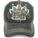 4350 DISTRICT : T13 | Free Spirit Front-raised Verbiage Design Vintage Baseball Cap