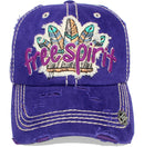 4350 DISTRICT : T13 | Free Spirit Front-raised Verbiage Design Vintage Baseball Cap