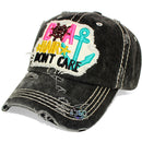 4350 DISTRICT : T13 | Boat Hair Don't Care Verbiage Design with Oxford Fabric Patch Design Vintage Baseball Cap