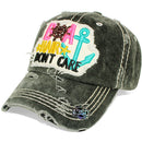 4350 DISTRICT : T13 | Boat Hair Don't Care Verbiage Design with Oxford Fabric Patch Design Vintage Baseball Cap