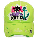 4350 DISTRICT : T13 | Boat Hair Don't Care Verbiage Design with Oxford Fabric Patch Design Vintage Baseball Cap