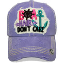 4350 DISTRICT : T13 | Boat Hair Don't Care Verbiage Design with Oxford Fabric Patch Design Vintage Baseball Cap