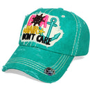 4350 DISTRICT : T13 | Boat Hair Don't Care Verbiage Design with Oxford Fabric Patch Design Vintage Baseball Cap