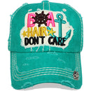 4350 DISTRICT : T13 | Boat Hair Don't Care Verbiage Design with Oxford Fabric Patch Design Vintage Baseball Cap
