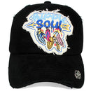 4350 DISTRICT : T13 | Hippie Soul Front-raised Verbiage & Blessed Feathers Embroidery Design Vintage Baseball Cap