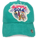 4350 DISTRICT : T13 | Hippie Soul Front-raised Verbiage & Blessed Feathers Embroidery Design Vintage Baseball Cap