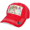 4350 DISTRICT : T13 | Peace, Love, Farm Life Front-raised Verbiage Design Vintage Baseball Cap