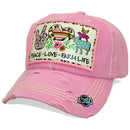 4350 DISTRICT : T13 | Peace, Love, Farm Life Front-raised Verbiage Design Vintage Baseball Cap