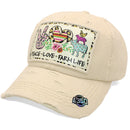 4350 DISTRICT : T13 | Peace, Love, Farm Life Front-raised Verbiage Design Vintage Baseball Cap