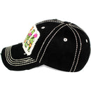 4350 DISTRICT : T13 | MAMA Embossed Verbiage with Flower Embroidery with Oxford Patch Design Vintage Baseball Cap