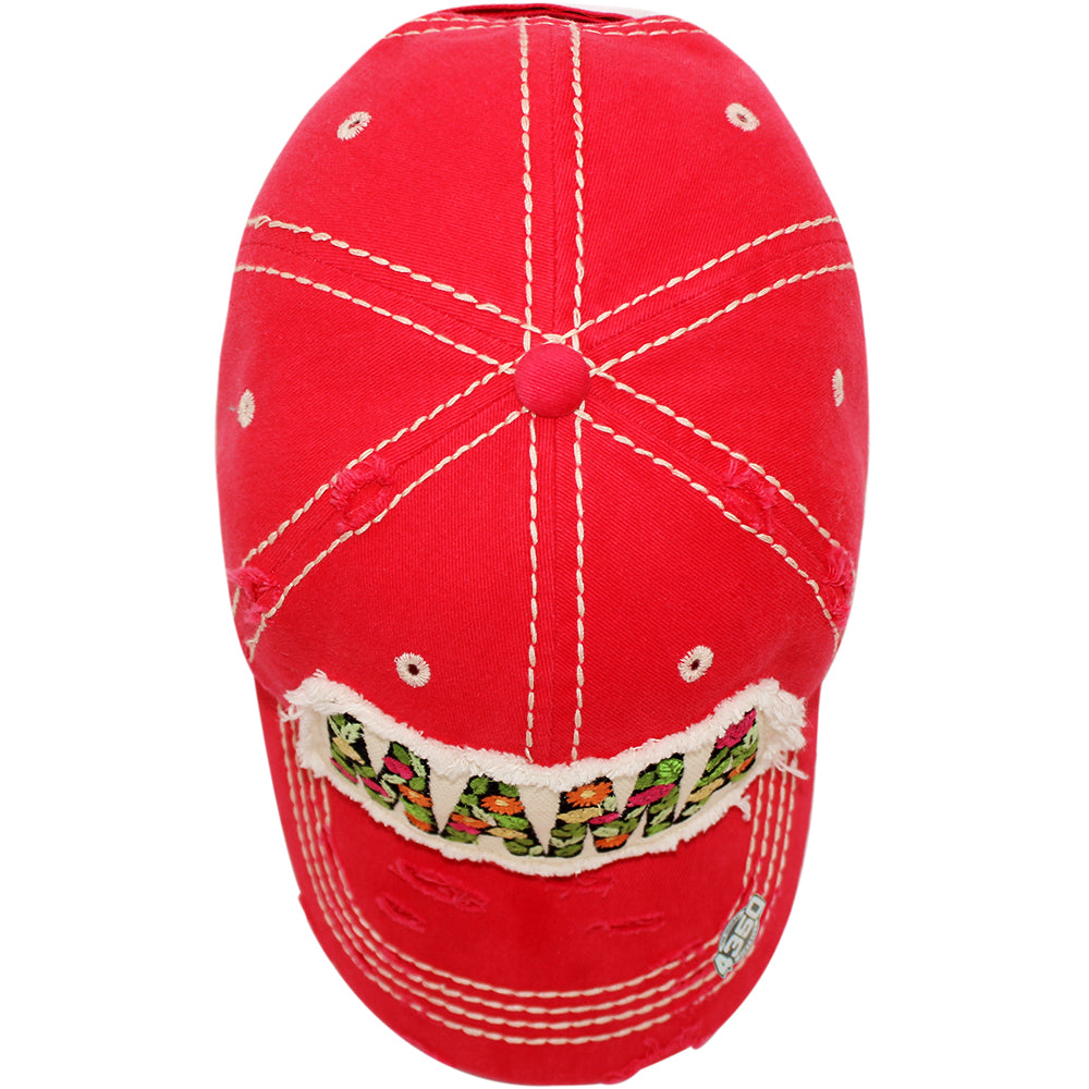 4350 DISTRICT : T13 | MAMA Embossed Verbiage with Flower Embroidery wi 4350 DISTRICT : T13 | MAMA Embossed Verbiage with Flower Embroidery wi