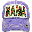4350 DISTRICT : T13 | MAMA Embossed Verbiage with Flower Embroidery with Oxford Patch Design Vintage Baseball Cap