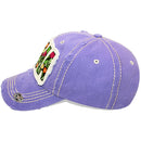 4350 DISTRICT : T13 | MAMA Embossed Verbiage with Flower Embroidery with Oxford Patch Design Vintage Baseball Cap