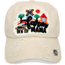 4350 DISTRICT : T13 | Farm Mama Front-raised Verbiage with Happy Farm Life Embroidery with Oxford Patch Design Vintage Baseball Cap