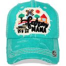 4350 DISTRICT : T13 | Farm Mama Front-raised Verbiage with Happy Farm Life Embroidery with Oxford Patch Design Vintage Baseball Cap